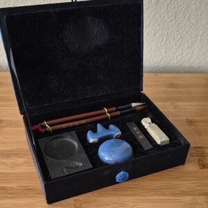 Elegant Calligraphy Set with Blue Ink Stone